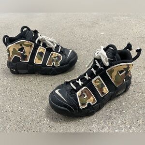 Nike Air More Uptempo TD BG "Camo" Black Camouflage Sneakers size 13C